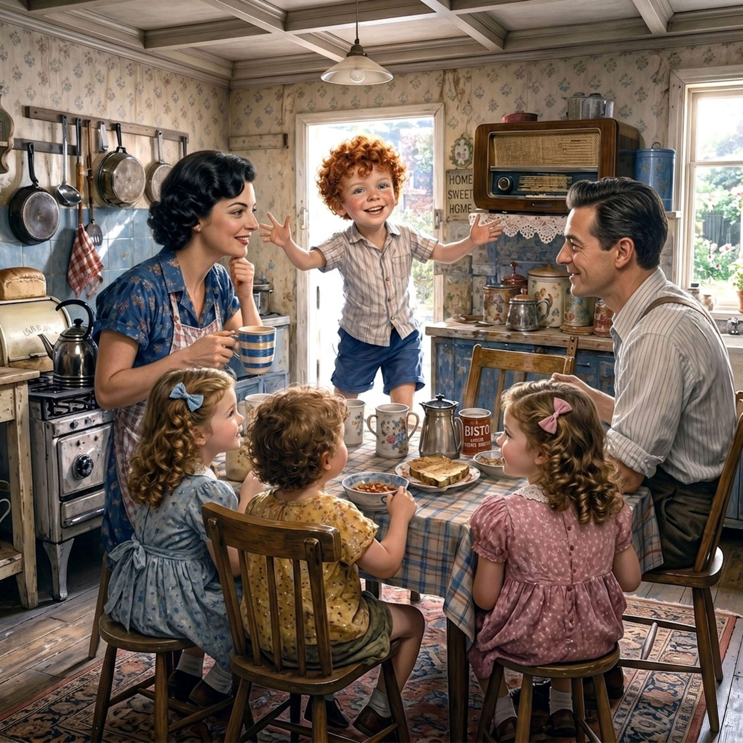 Family breakfast in the kitchen